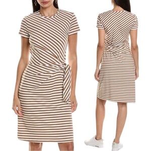 J mclaughlin Elora Tie Dress in Mini Bangle Stripe Brown Catalina Cloth XS